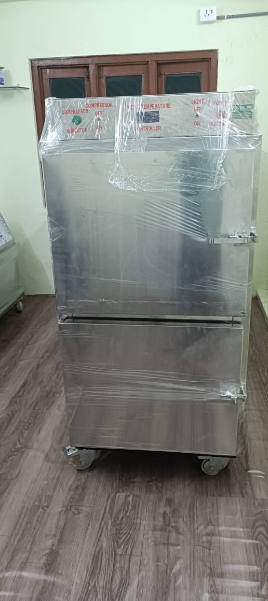 Two-body mortuary freezer chamber used for embalming and preservation in Hyderabad